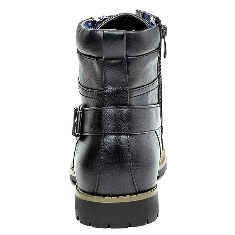 Motorcycle Winter Leather Ankle Boots