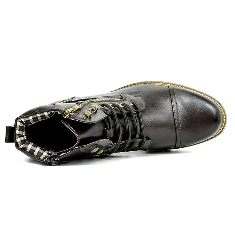 Motorcycle Winter Leather Ankle Boots