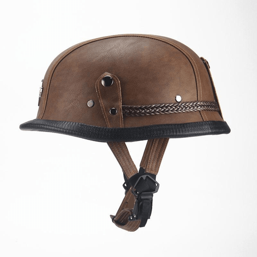 German Leather Half Helmet  - Vintage Brown