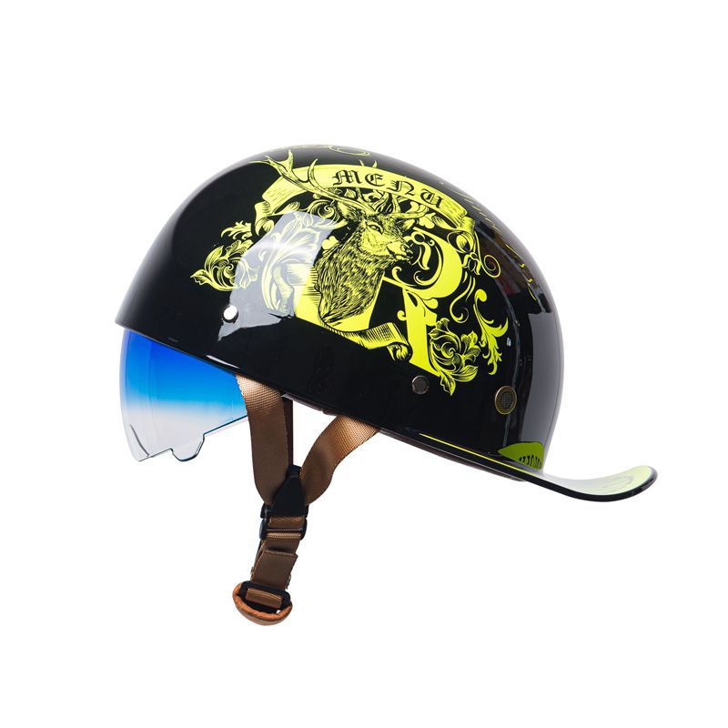Baseball Motorcycle Helmet Built-in Visor