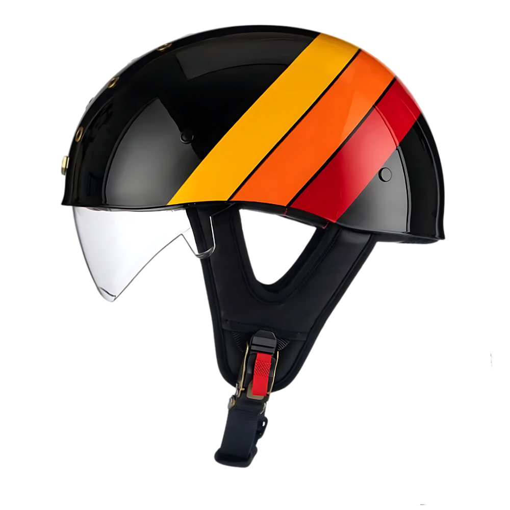 SleekShell Vintage Half Helmet with Visor