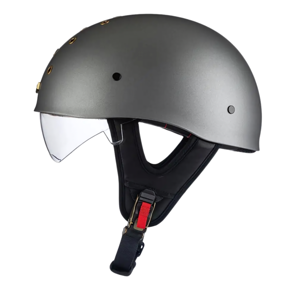 SleekShell Vintage Half Helmet with Visor