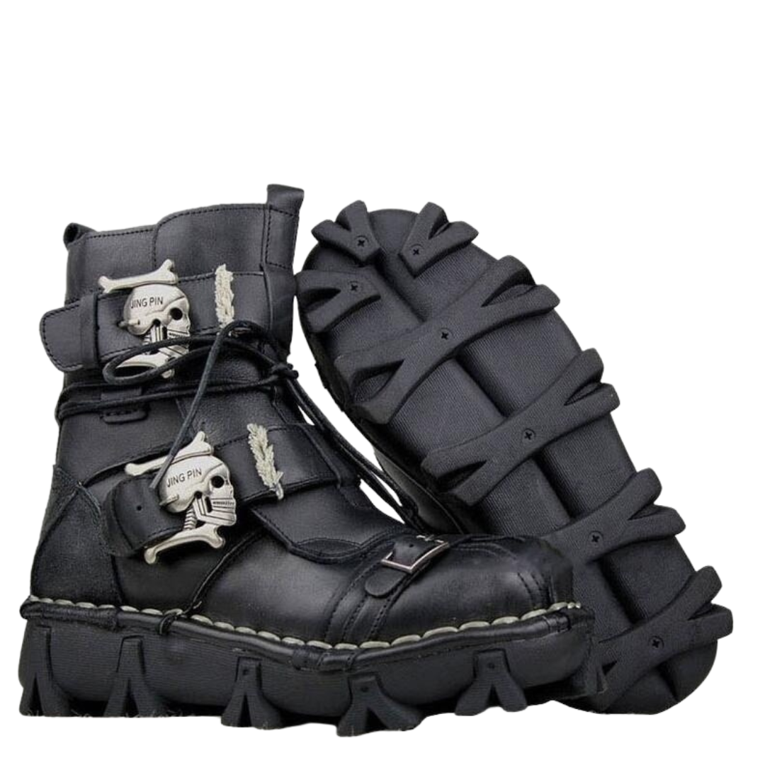 Leather Skull Boots Gothic Punk