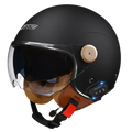 RetroRide Smart Bluetooth Open-Face Motorcycle Helmet with Dual Sun Visors