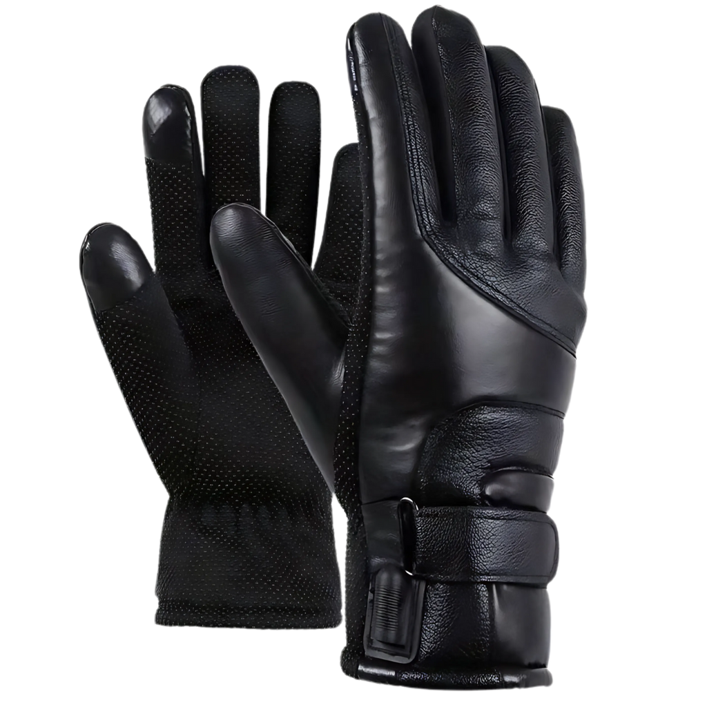 Leather USB Heated Winter Gloves - Touchscreen
