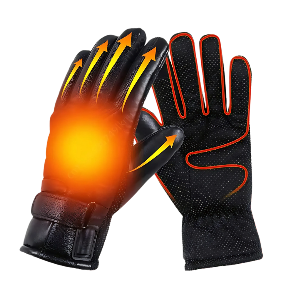 Leather USB Heated Winter Gloves - Touchscreen