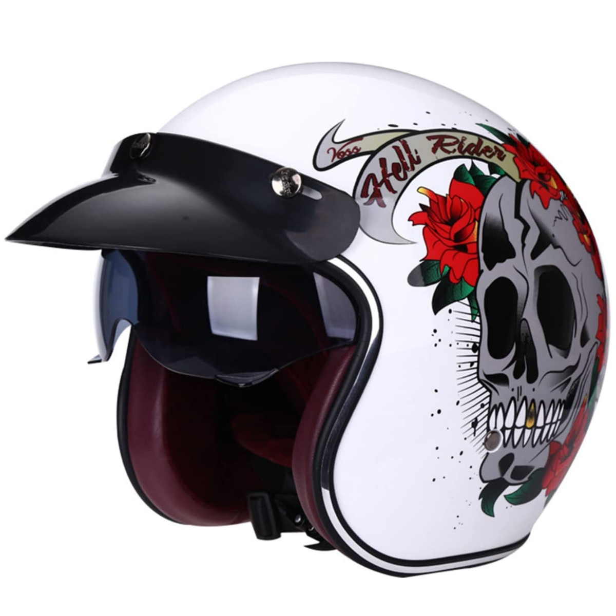 Vintage Open Face Helmet - Retractable Visor