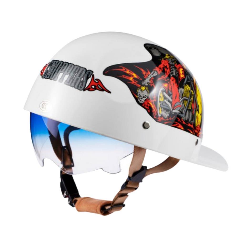 Baseball Motorcycle Helmet Built-in Visor