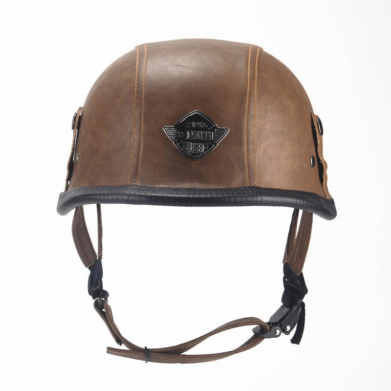 German Leather Half Helmet  - Vintage Brown