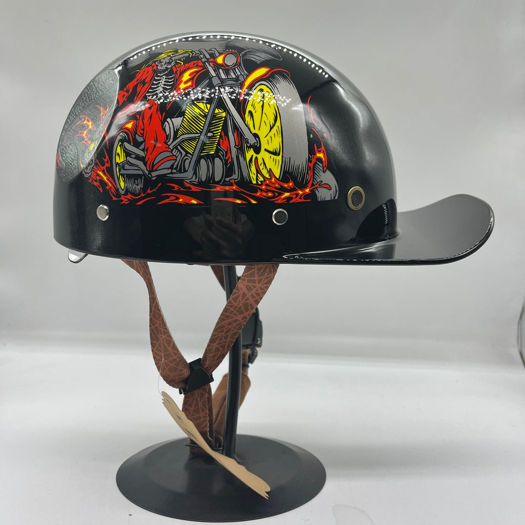 Baseball Motorcycle Helmet Built-in Visor
