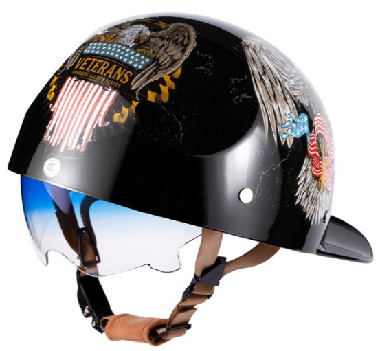 Baseball Motorcycle Helmet Built-in Visor