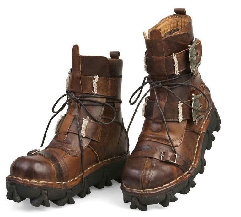 Leather Skull Boots Gothic Punk