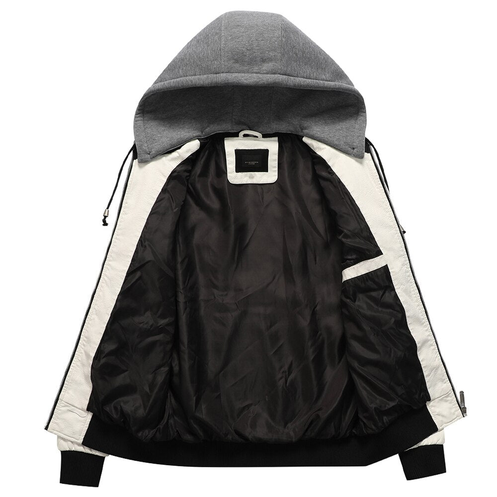 Biker Winter Jacket with Detachable Hood