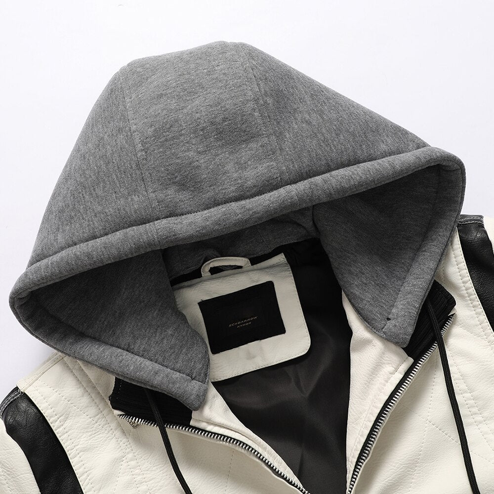 Biker Winter Jacket with Detachable Hood
