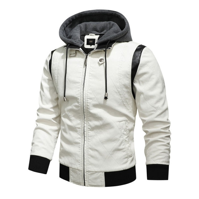 Biker Winter Jacket with Detachable Hood