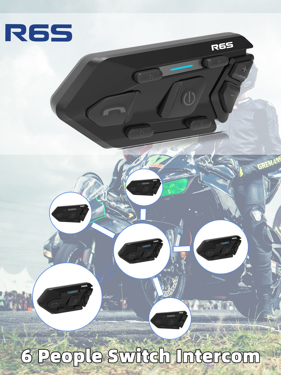 R6S Intercom  Bluetooth Headset - Waterproof