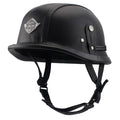 German Leather Half Helmet - Vintage Black